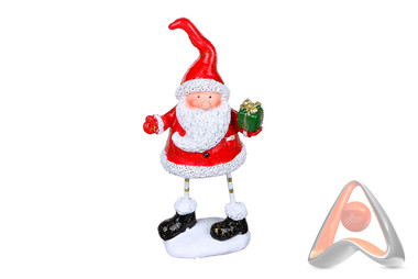 СНОУ БУМ Сувенир Дед Мороз с подарком, на ножках, полистоун, 5,8х4х13,2см