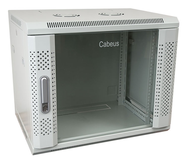 Шкаф телекоммуникационный настенный 9U 600x350x501mm, дверь стекло, Cabeus SH-05F-9U60/35