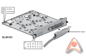 Плата 12-аналоговых внутренних портов MG-SLIB12C (под монтажный кабель) для АТС Ericsson-LG iPECS-MG