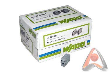 Экспресс-клемма для осветительного оборудования WAGO 224-101, 2 х (1 - 2.5 мм²), упаковка 100 шт, 07