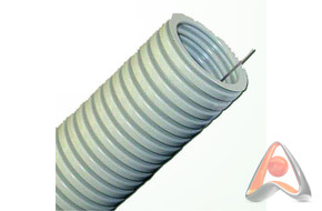 Труба гибкая гофрированная (гофра для кабеля) ПВХ 32 мм, с зондом, серая, бухта 25 м, Rexant 28-0032