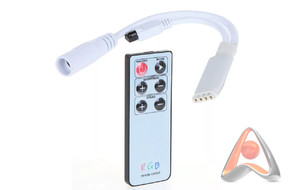 LED RGB мини-контроллер инфракрасный (IR) 6 кнопок с пультом ДУ для RGB лент и модулей, 12-24V/6А Ne