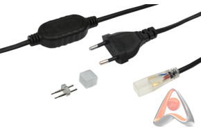 Установочный комплект для светодиодных лент 220В, SMD 3528  (заглушка, муфта переходная питания, шну
