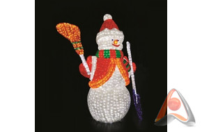 Акриловая светодиодная фигура - Снеговик с лопатой и метлой 160см, 1840 LED, IP44, Neon-Night 513-20