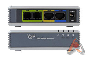 Голосовой VoIP / SIP-шлюз (ip телефонный адаптер), 2 FXS порта,  Linksys SPA2102-EU