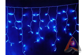 Гирлянда Айсикл (бахрома), 1.8х0.5м, постоянное свечение, 48 LED, белый провод, 220В, IP65, Neon-Nig
