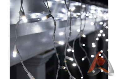 Гирлянда Айсикл (бахрома), 2.4х0.6м, постоянное свечение, 88 LED, белый провод, 220В, IP65, Neon-Nig