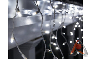 Гирлянда Айсикл (бахрома), 2.4х0.6м, постоянное свечение, 76 LED, белый провод, 220В, IP65, Neon-Nig