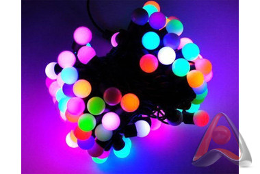 Гирлянда светодиодная "Шарики" 5 м, Ø23 мм, 25 LED RGB (мультиколор), свечение с динамикой, Neon-Nig