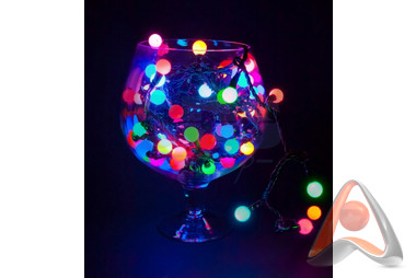 Гирлянда светодиодная "Шарики" 20 м, Ø17.5 мм, 200 LED RGB (мультиколор), свечение с динамикой, Neon