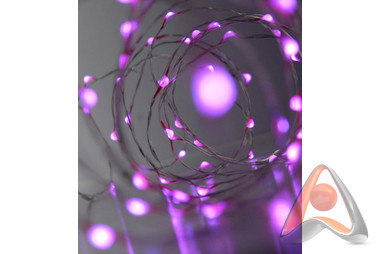 Гирлянда светодиодная "Роса" 2 м, на батарейках, 20 LED, постоянное свечение розовым светом, Neon-Ni