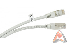 Патч-корд FTP, категория 5e, 0.3 м, экранированный, серый, Cabeus PC-FTP-RJ45-Cat.5e-0.3m