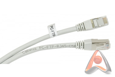 Патч-корд FTP, категория 5e, 0.3 м, экранированный, серый, Cabeus PC-FTP-RJ45-Cat.5e-0.3m