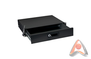 Ящик для документов 2U глубина 360мм, цвет чёрный Cabeus DRW-2U-BK