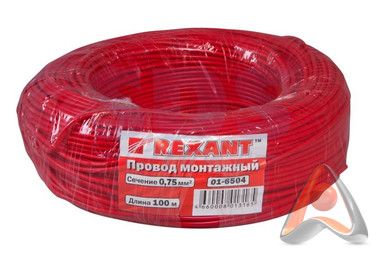 Силовой кабель (автомобильный) ПГВА 1х0.75мм², 100 м, красный, Rexant 01-6504