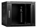 Шкаф телекоммуникационный настенный 19" 9U 600x600x501mm (ШхГхВ) дверь стекло, цвет черный Cabeus SH