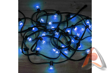 LED Galaxy Bulb String 10м, черный КАУЧУК, 30 ламп*6 LED СИНИЕ