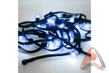 LED Galaxy Bulb String 10м, черный КАУЧУК, 30 ламп*6 LED СИНИЕ