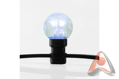 LED Galaxy Bulb String 10м, черный КАУЧУК, 30 ламп*6 LED СИНИЕ