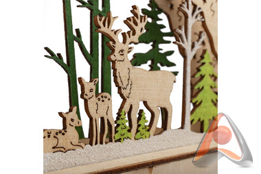 Деревянная фигурка с подсветкой «Семейство оленей»