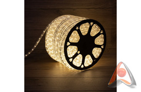Дюралайт LED, постоянное свечение (2W) - ТЕПЛЫЙ БЕЛЫЙ Эконом 24 LED/м , бухта 100м