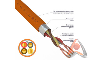 Кабель огнестойкий REXANT КПСЭнг(А)-FRLS 2x2x0,50 мм², бухта 200 м
