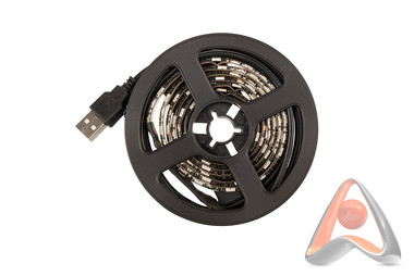 LED лента с USB коннектором 5 В, 10 мм, IP65, SMD 5050, 60 LED/m, цвет свечения RGB