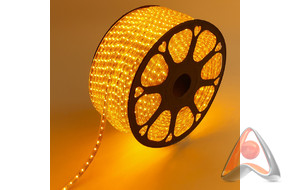 LED лента 220 В, 10х7 мм, IP67, SMD 2835, 60 LED/m, цвет свечения желтый, бухта 100 м
