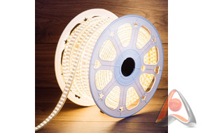 LED лента 220 В, 7.5x20 мм, IP67, SMD 2835, 276 LED/m, цвет свечения теплый белый, 50 м