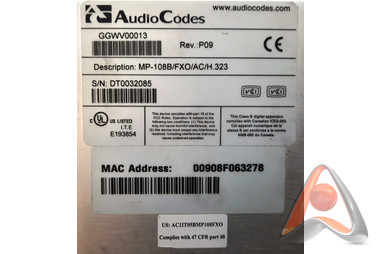 VoIP-шлюз AudioCodes MediaPack MP-108B/FXO/AC/H.323(подержанный)